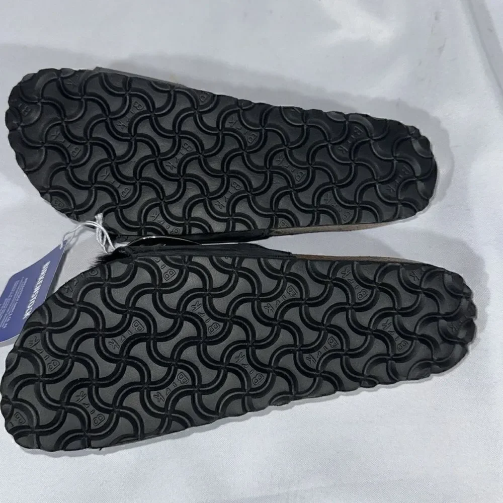 BIRKENSTOCK MADRID SHEARLING BIG BUCKLE SANDALS BLACK NEW NWT